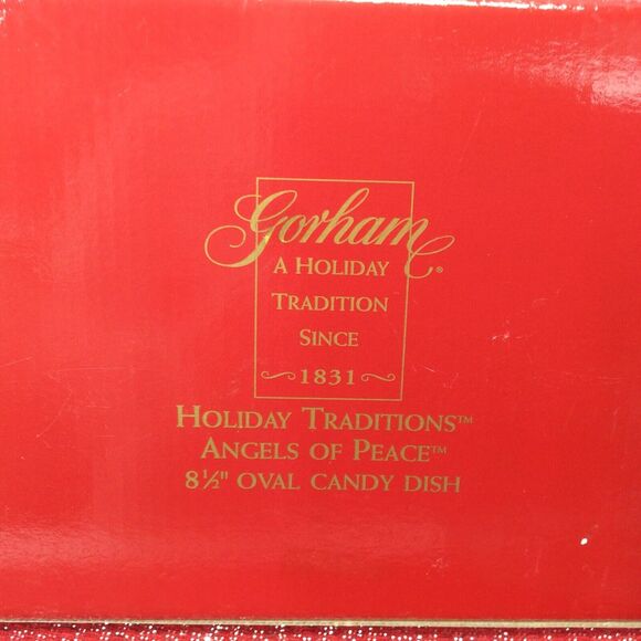 Gorham Frosted Crystal Oval Candy Dish "Angels Of Peace" Christmas Holiday 8.5" - Picture 7 of 9